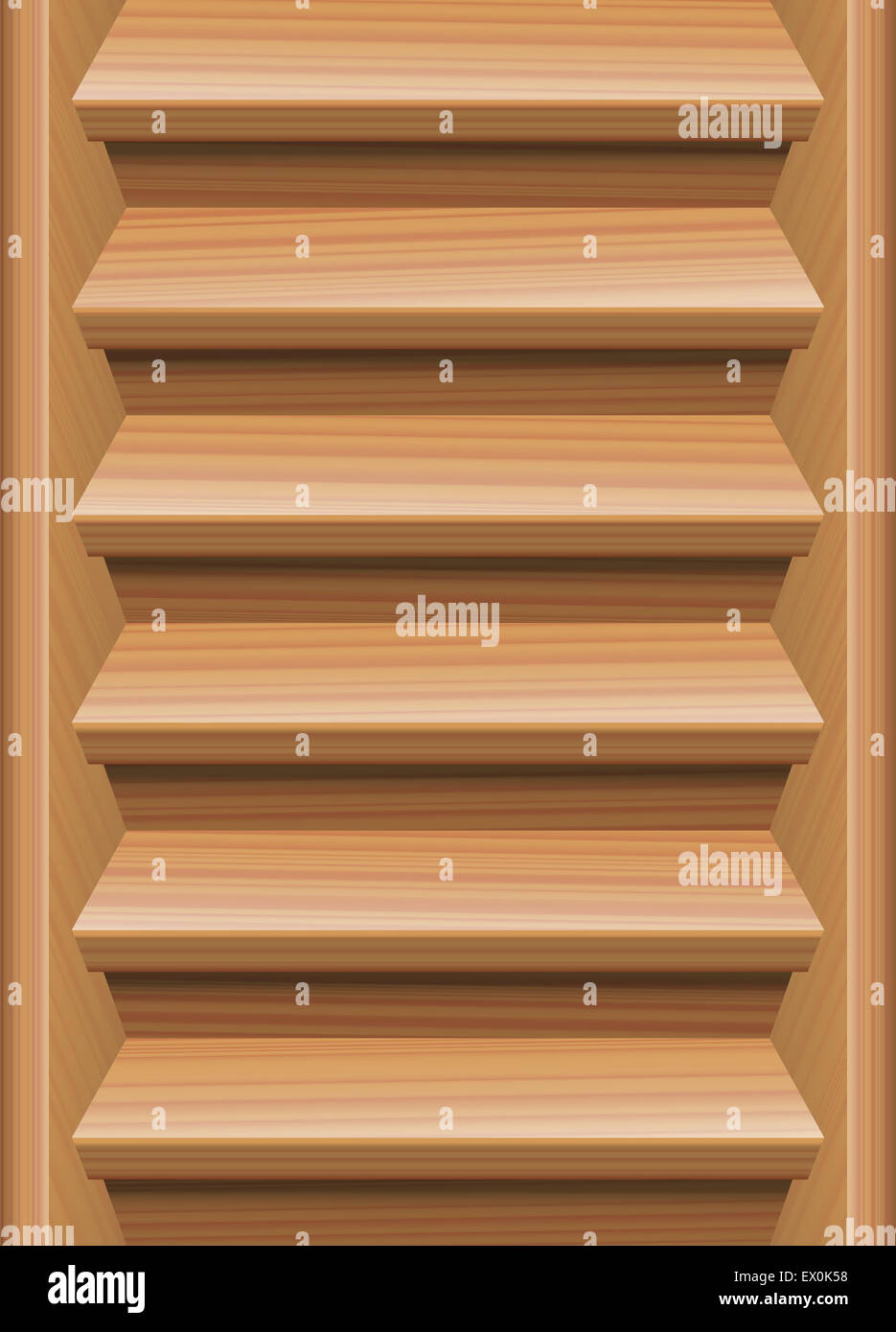 Endlose Treppe, natürliche Holzoptik, nahtlose erweiterbar nach oben und unten. Abbildung. Stockfoto