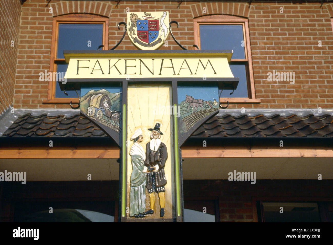 Stadt Zeichen, Fakenham, Norfolk, England Stockfoto