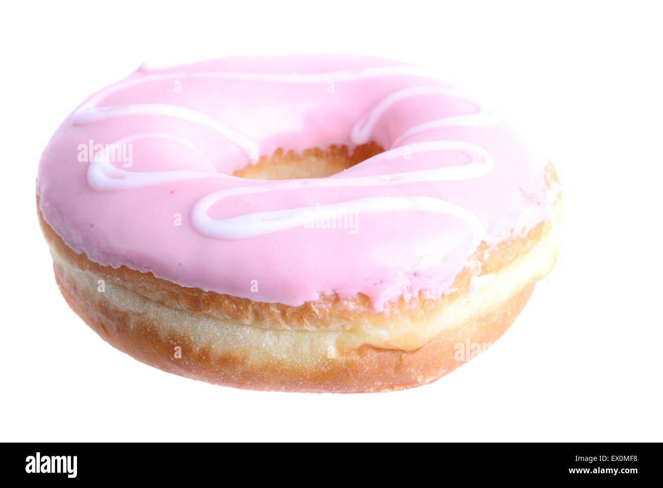 Makroaufnahme eines Donuts isoliert auf weiss Stockfoto