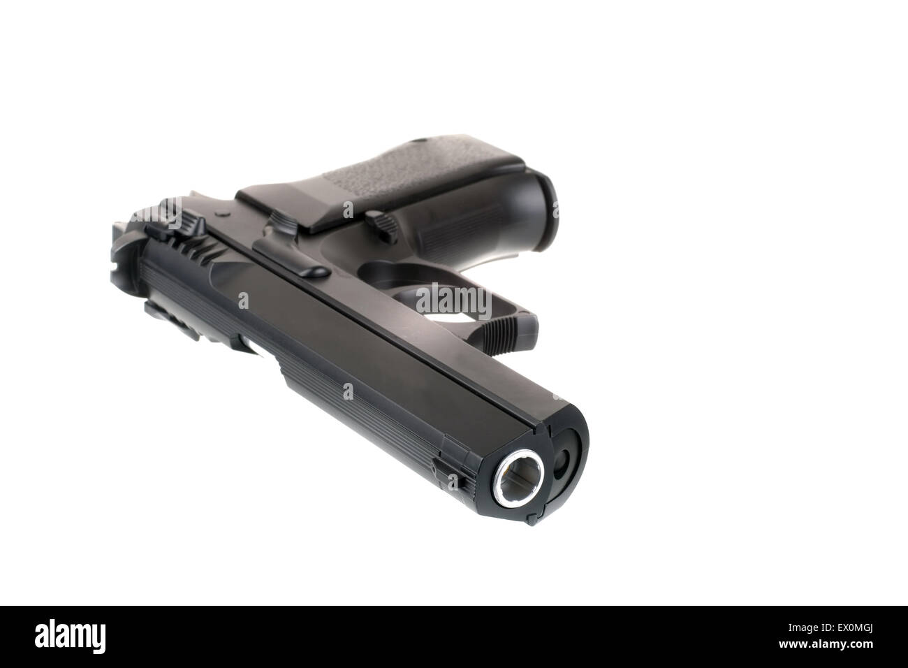 Militärische Waffe isoliert auf weißem Hintergrund Stockfoto