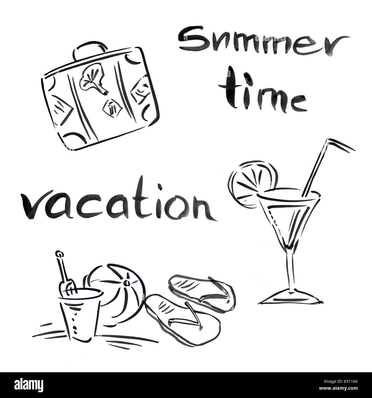 Schwarz / weiß Darstellung des Reisens Themen, Sommer-Berufung-Hintergrund Stockfoto