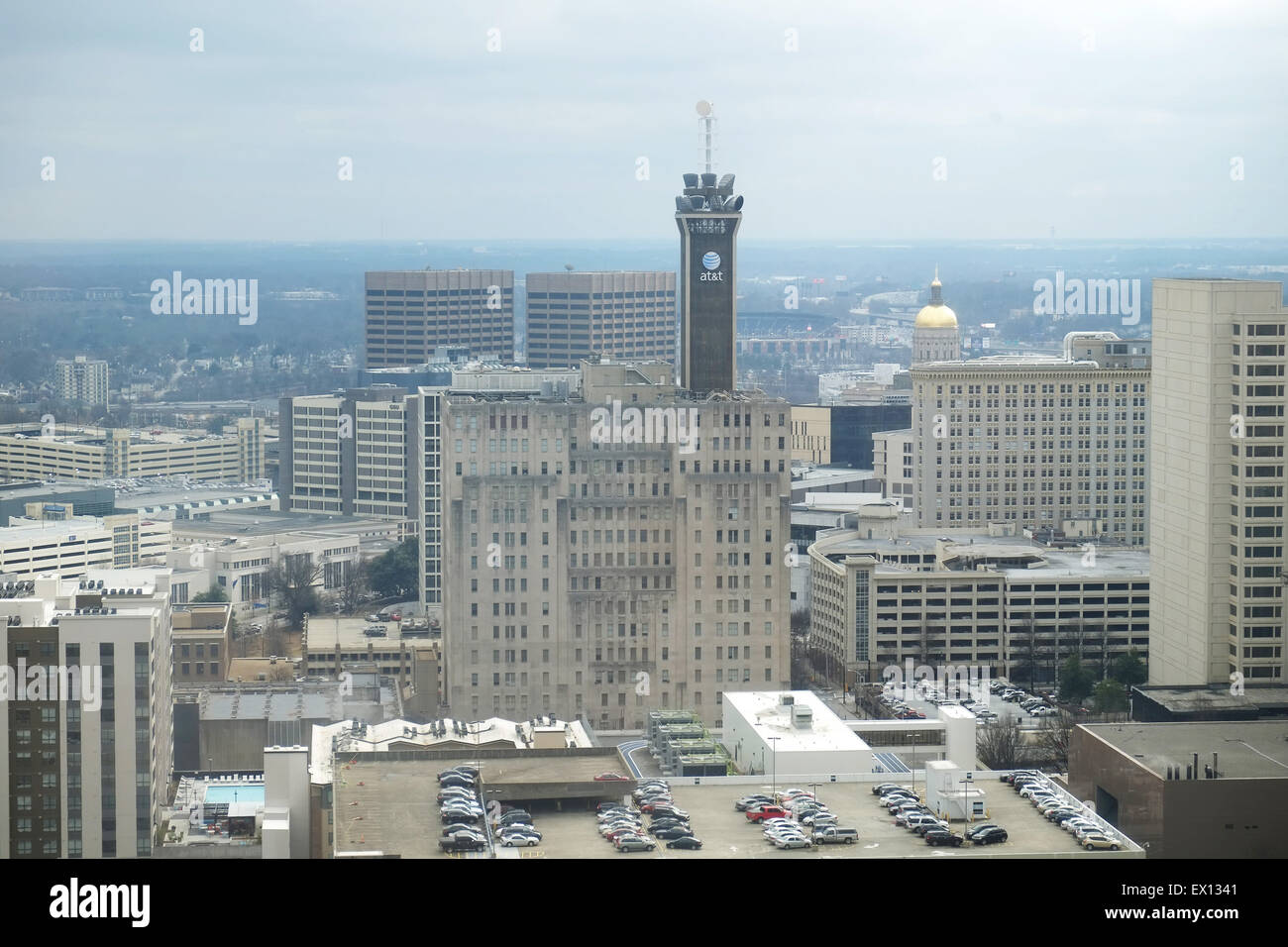 Atlanta Georgia-Januar 29, 2015: Aussicht auf die Stadt von Atlanta, zeigt der AT&T Turm und State Capitol, 29. Januar, Stockfoto