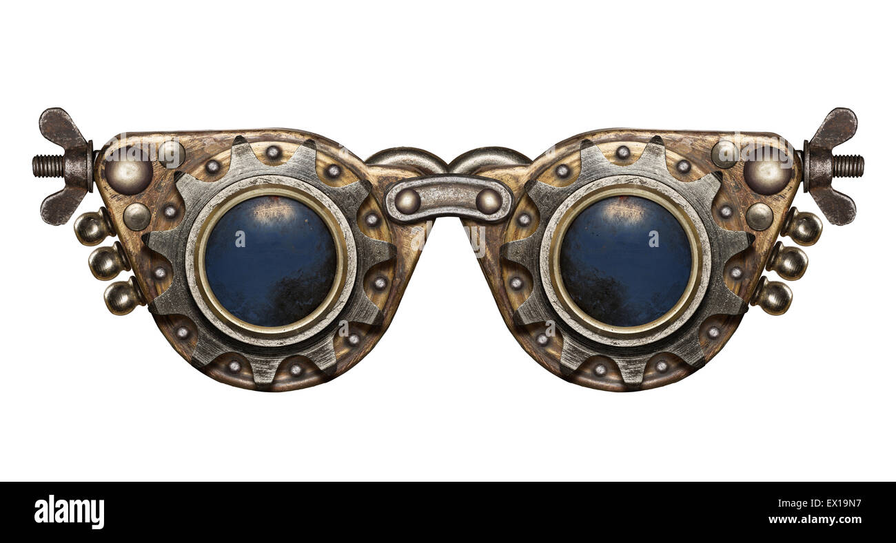 Steampunk Brille. Metall-Collage. Stockfoto