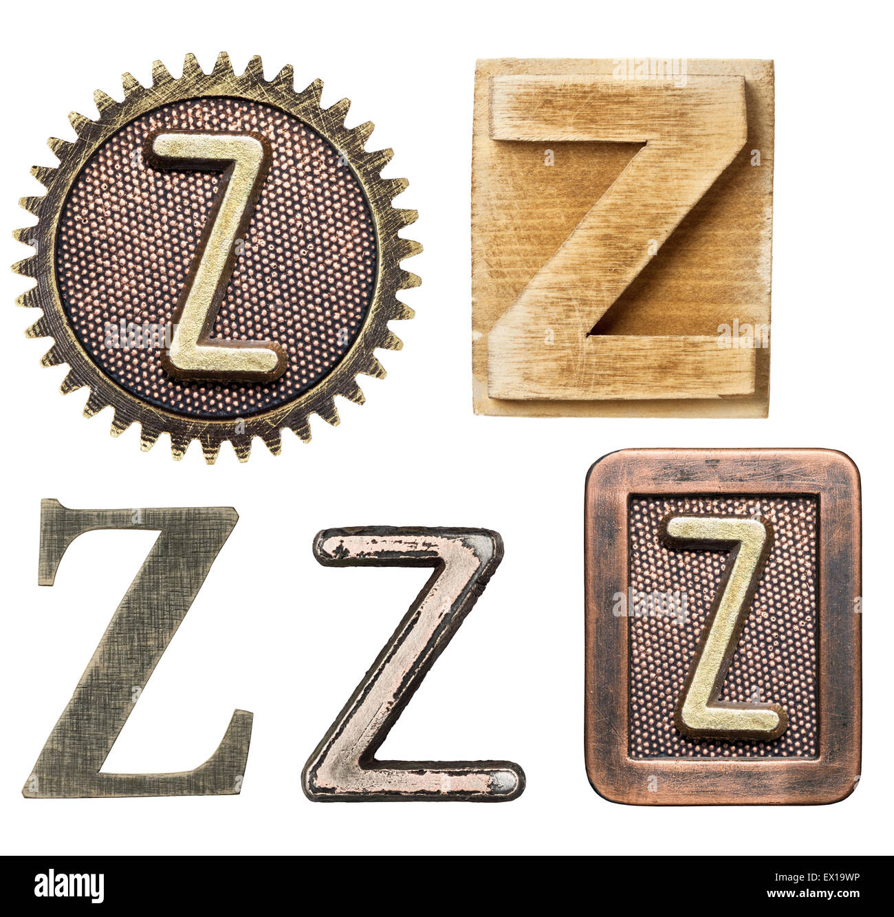 Alphabet hergestellt aus Holz und Metall. Buchstabe Z Stockfoto