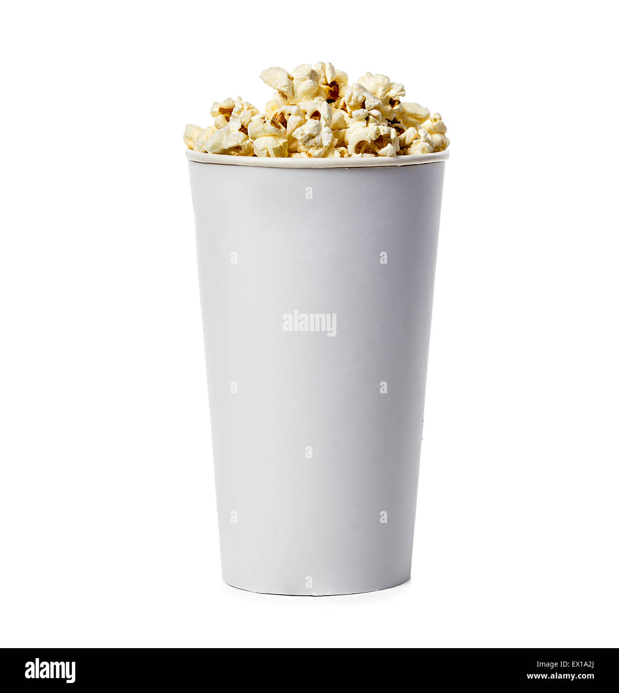 Popcorn, die isoliert auf weißem Hintergrund Stockfoto