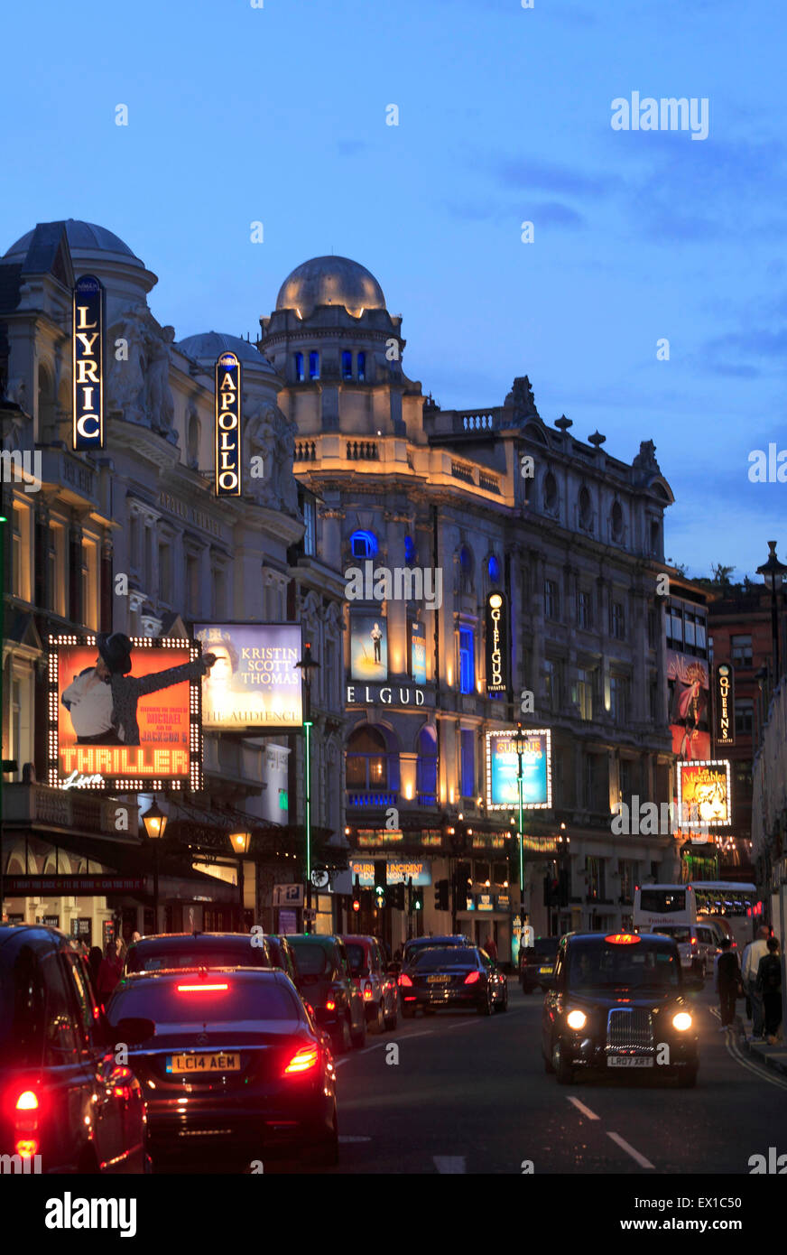 . Shaftesbury Avenue in Londons West End Theater. Stockfoto