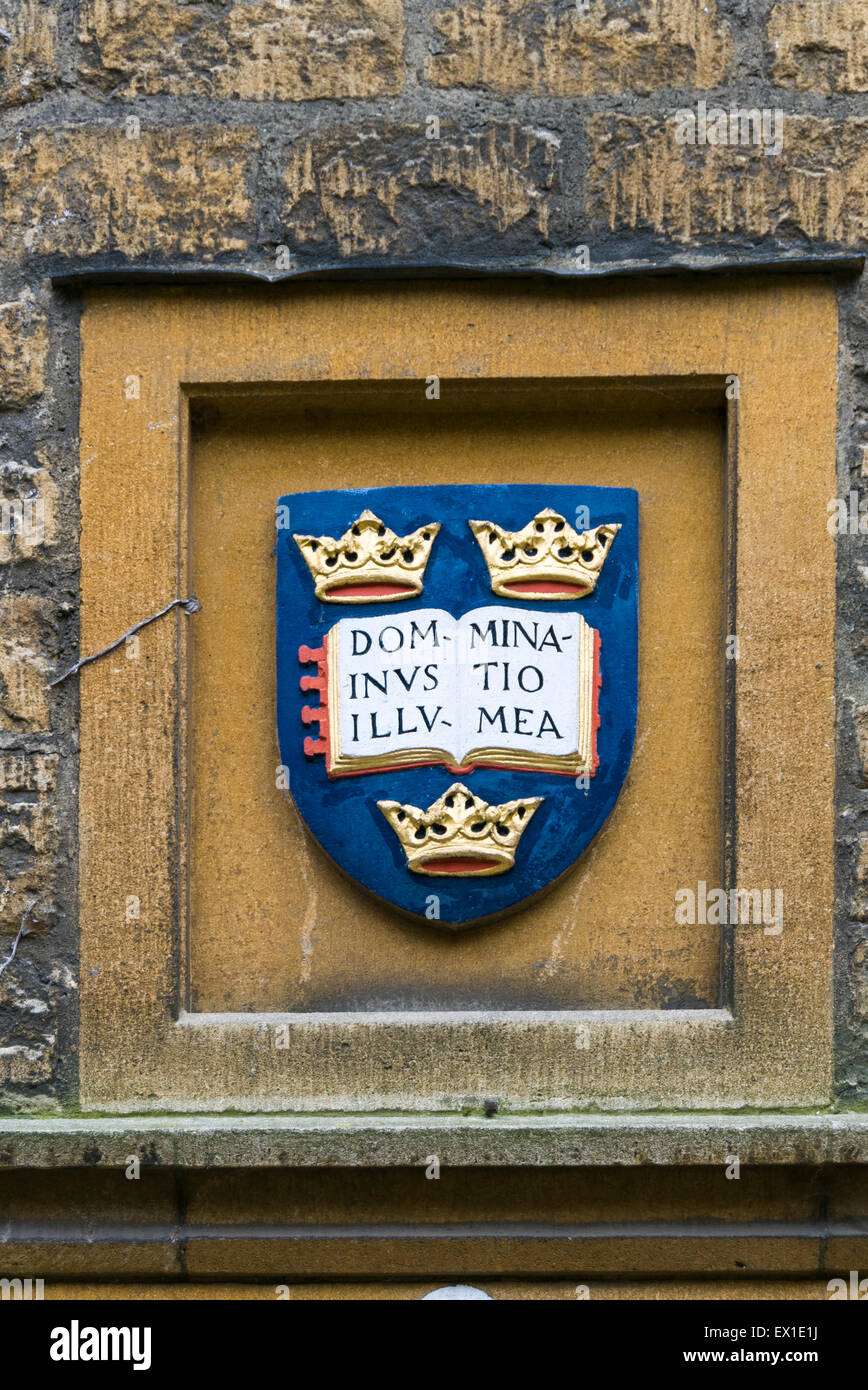 Wappen und Wappen der Universität Oxford Stockfoto