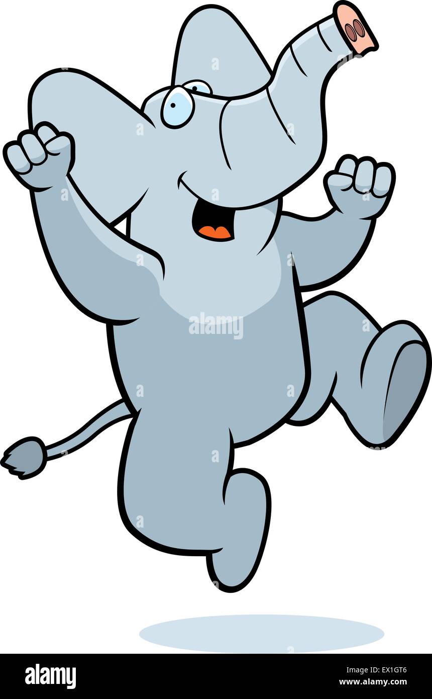 Ein glückliches Cartoon Elefant springen und lächelnd. Stock Vektor