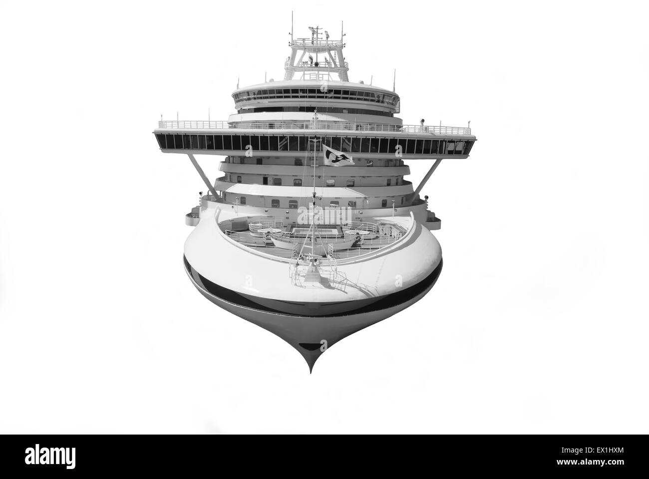 Großes Kreuzfahrtschiff isoliert auf weißem Hintergrund Stockfoto