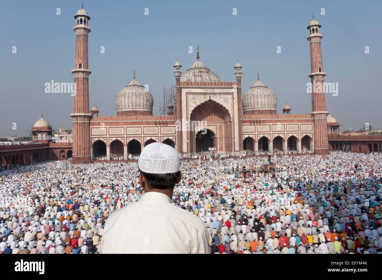 Festival von Eid-Ul-Fitr gefeiert in der Jama Masjid Moschee in Alt-Delhi, Indien. Stockfoto