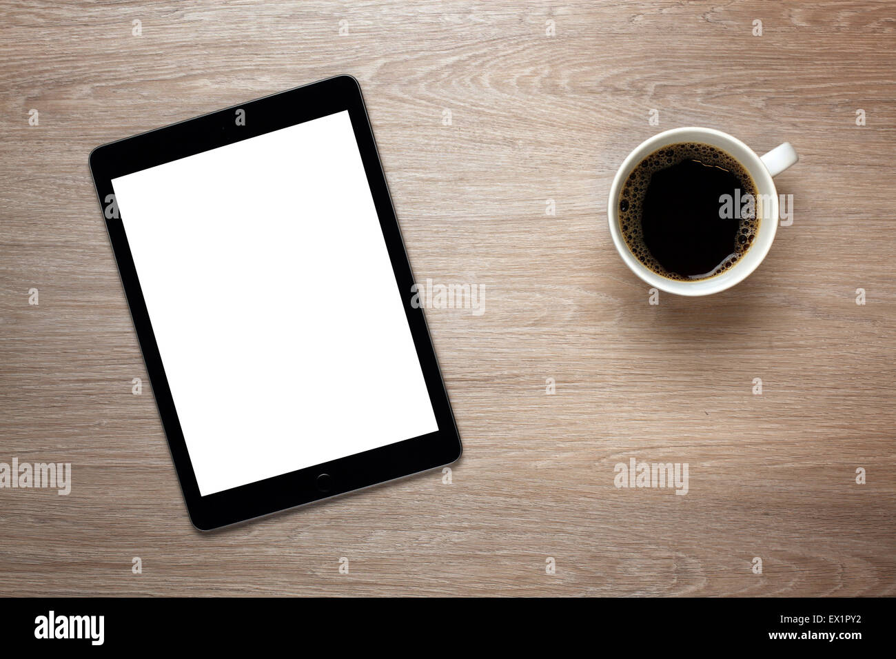 Leere Tablet auf Schreibtisch Stockfoto