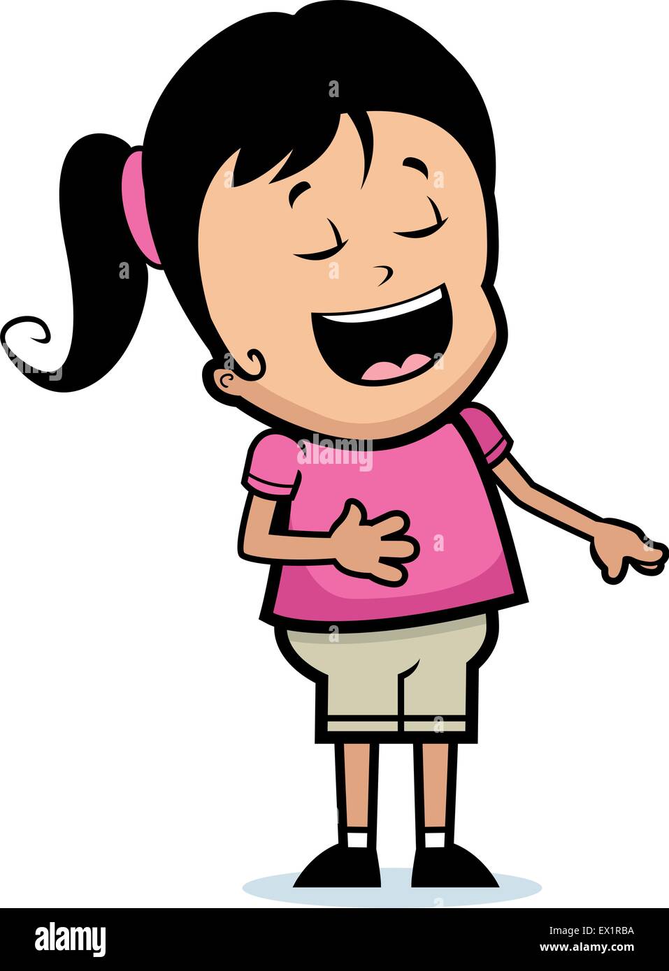 Ein glückliches Cartoon Mädchen Lachen und Lächeln auf den Lippen. Stock Vektor