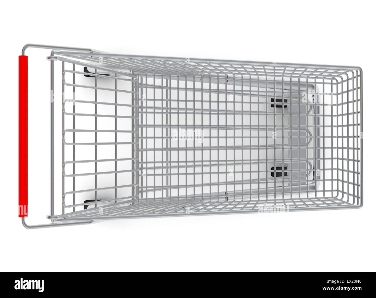 Draufsicht der Einkaufswagen mit Rädern Stockfoto