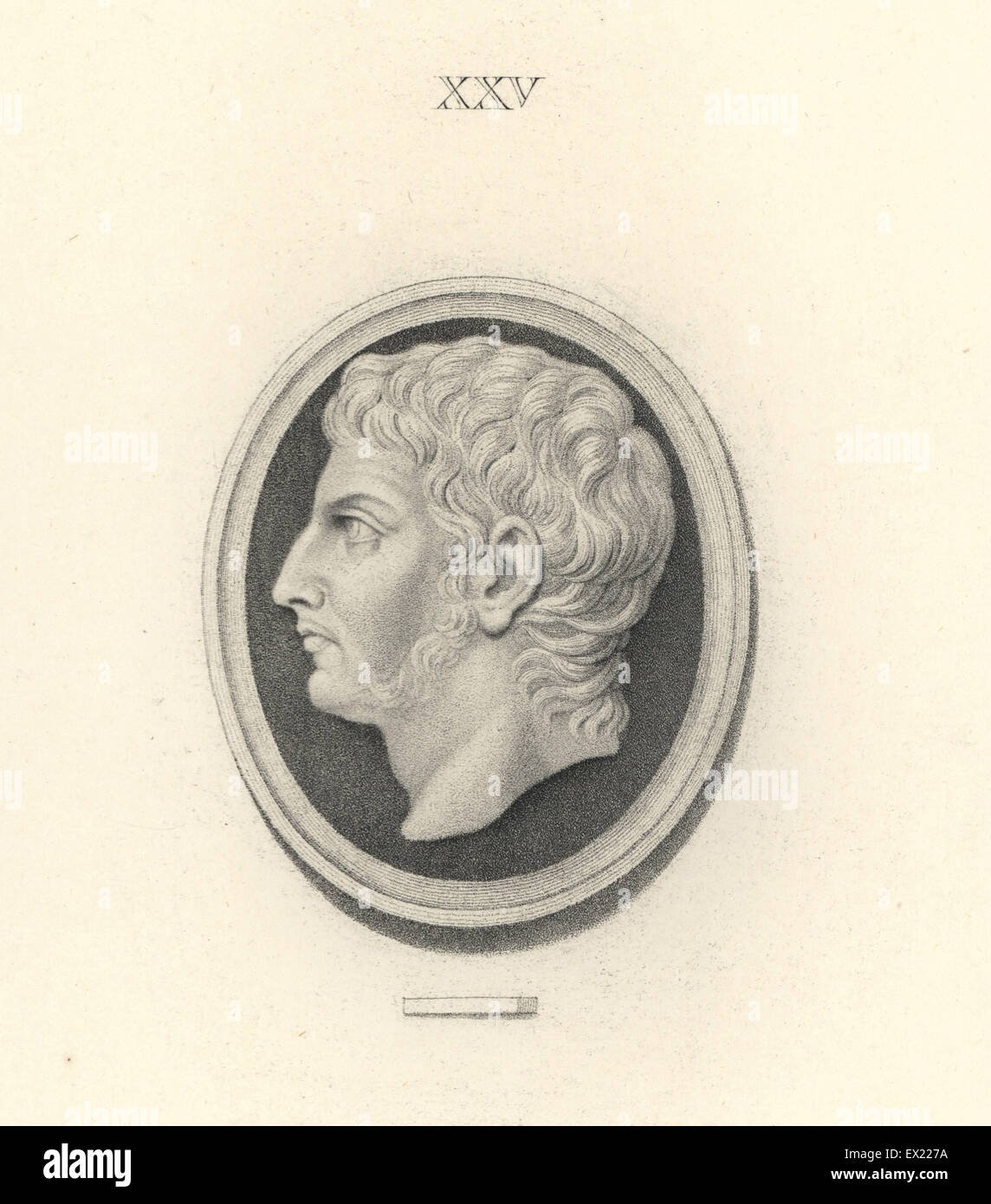 Drusus, Sohn des Roman Emperor Tiberius. Kupferstich von Francesco Bartolozzi aus 108 Platten der Antike Schmuckstücke, 1860. Die Edelsteine wurden von dem Herzog von Marlborough Sammlung. Stockfoto