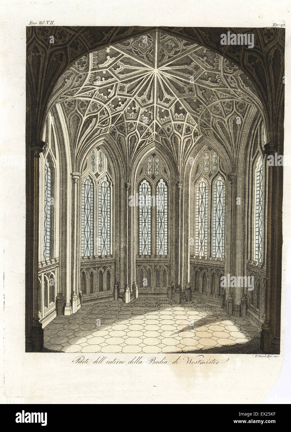 Detail der Einrichtung der Westminster Abbey aus dem 18. Jahrhundert. Handkoloriert Kupferstich gezeichnet und gestochen von s. Giarre aus Giulio Ferrario Kostüme Ancient and Modern der Völker der Welt, Florenz, 1847. Stockfoto