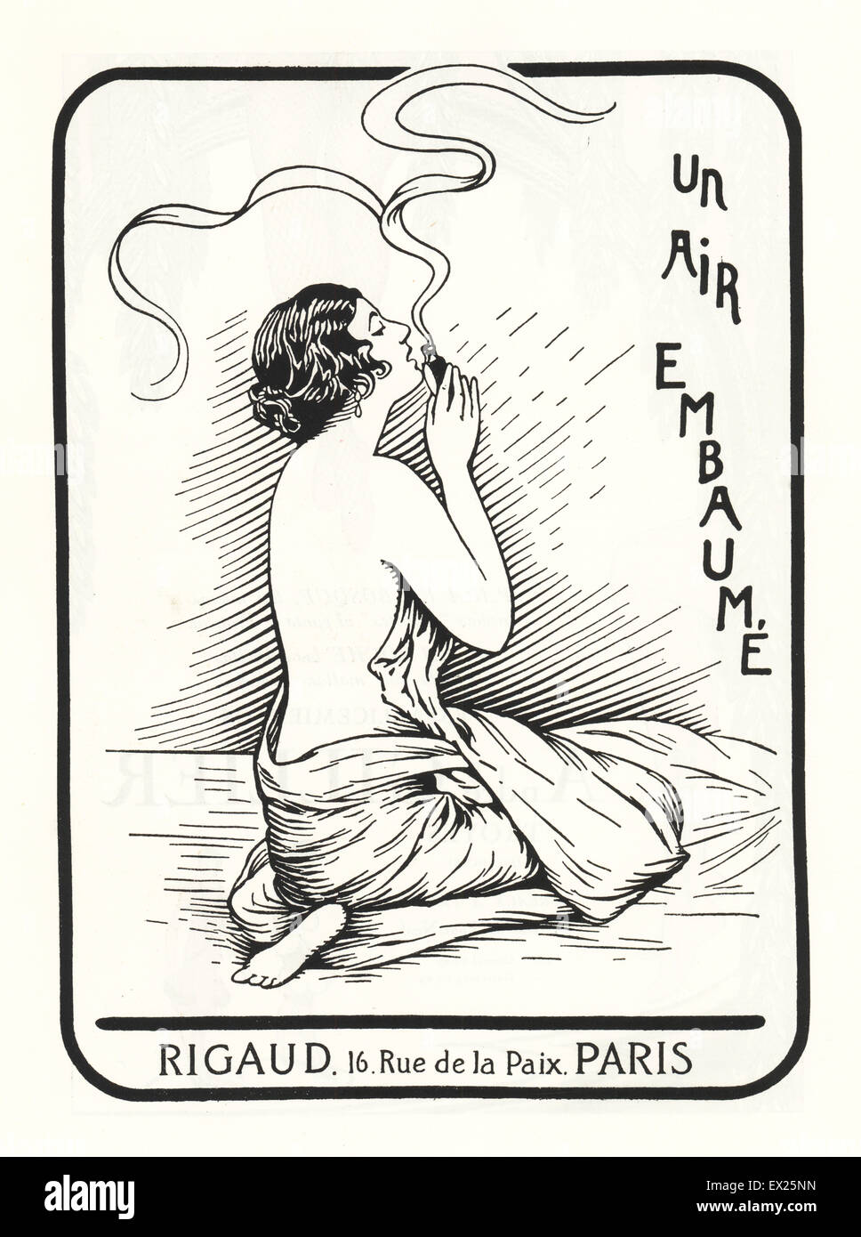 Werbung für den Duft Un Air Embaume der Parfümeur Jean-Baptiste Rigaud. Lithographie aus der Luxus Mode Magazin Art Gicht Beaute, ABG, Paris, April 1926. Stockfoto