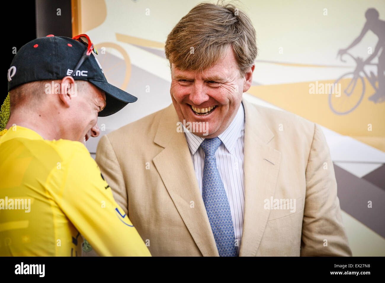 Utrecht, Niederlande. 4. Juli 2015. Tour de France Time Trial Phase, König der Niederlande, WILLEM-ALEXANDER, ROHAN DENNIS Credit: Jan de Wild/Alamy Live News Stockfoto