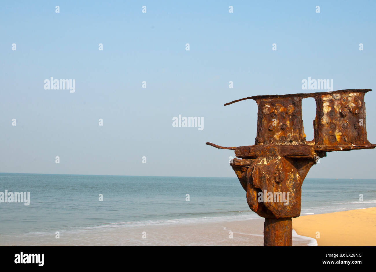 alten Pier, Alleppey Stadtstrand, Kerala, Südindien, Indien, Asien Stockfoto