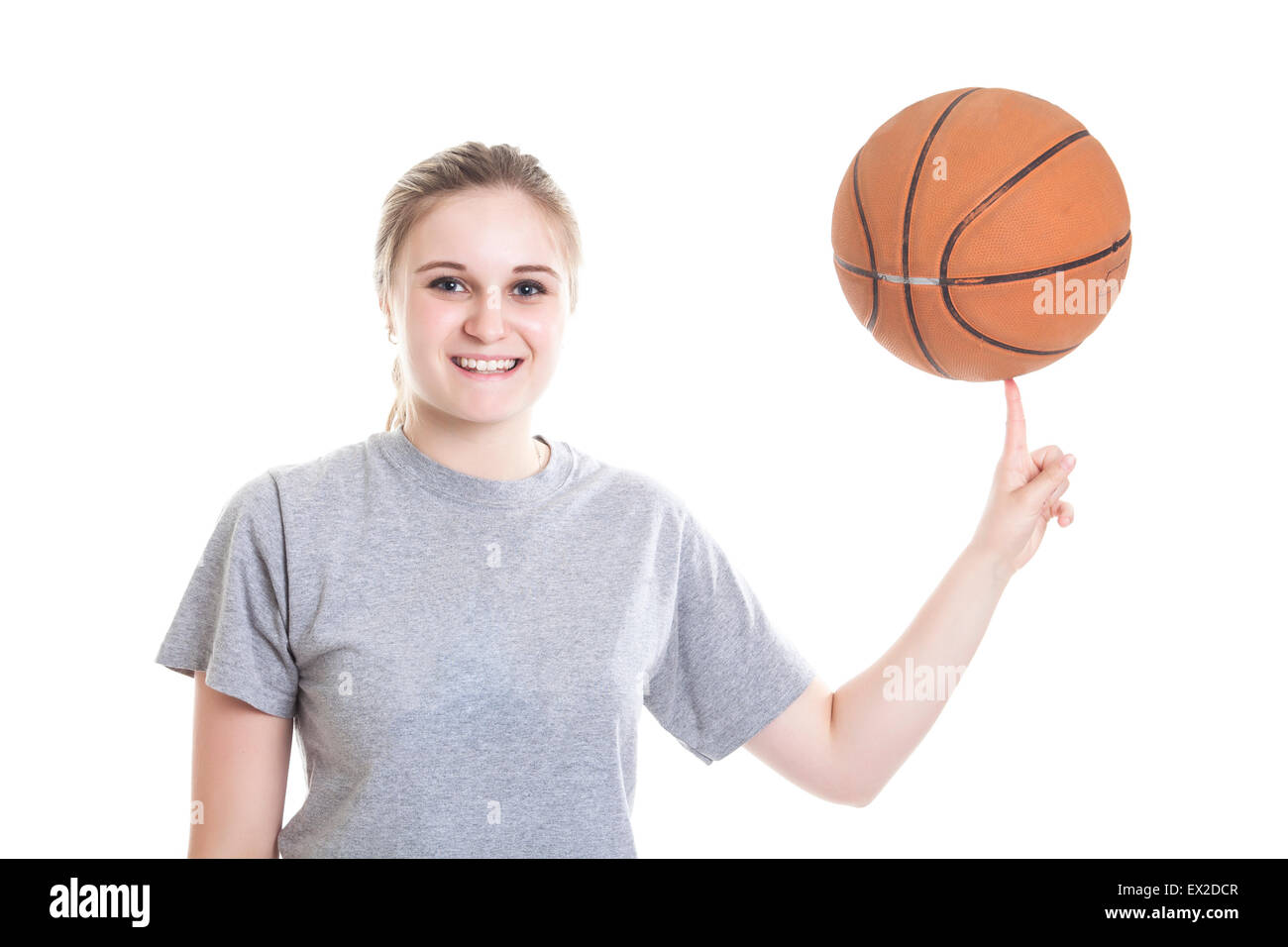 Porträt eines Teen mit Basketball Stockfoto