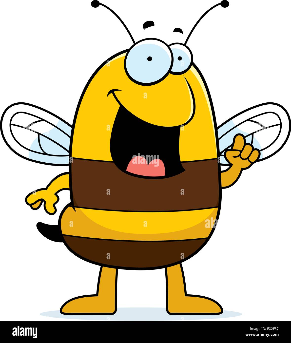 Eine glückliche Cartoon Biene mit einer Idee. Stock Vektor