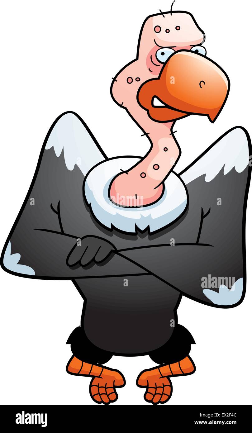 Ein Cartoon-Geier thront mit einem wütenden Ausdruck. Stock Vektor