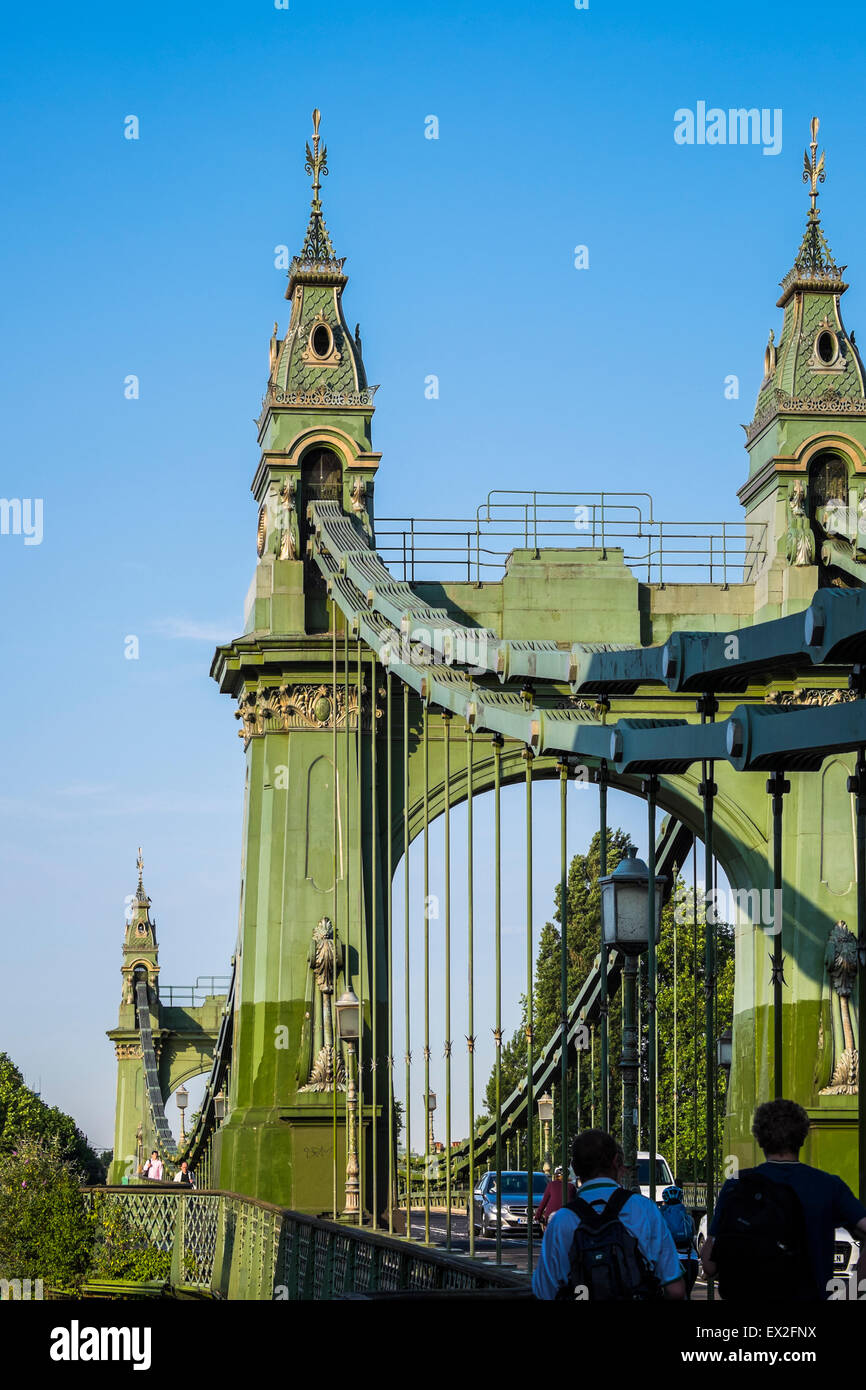 Hammersmith Brücke über den Fluss Themse London, England, Vereinigtes Königreich Stockfoto