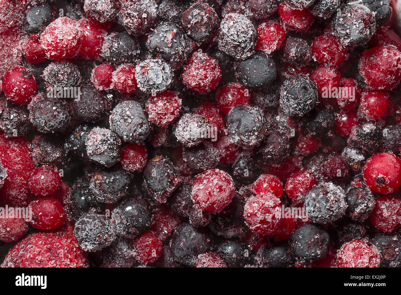 Die Textur der gefrorene Beeren-Nahaufnahme Stockfoto