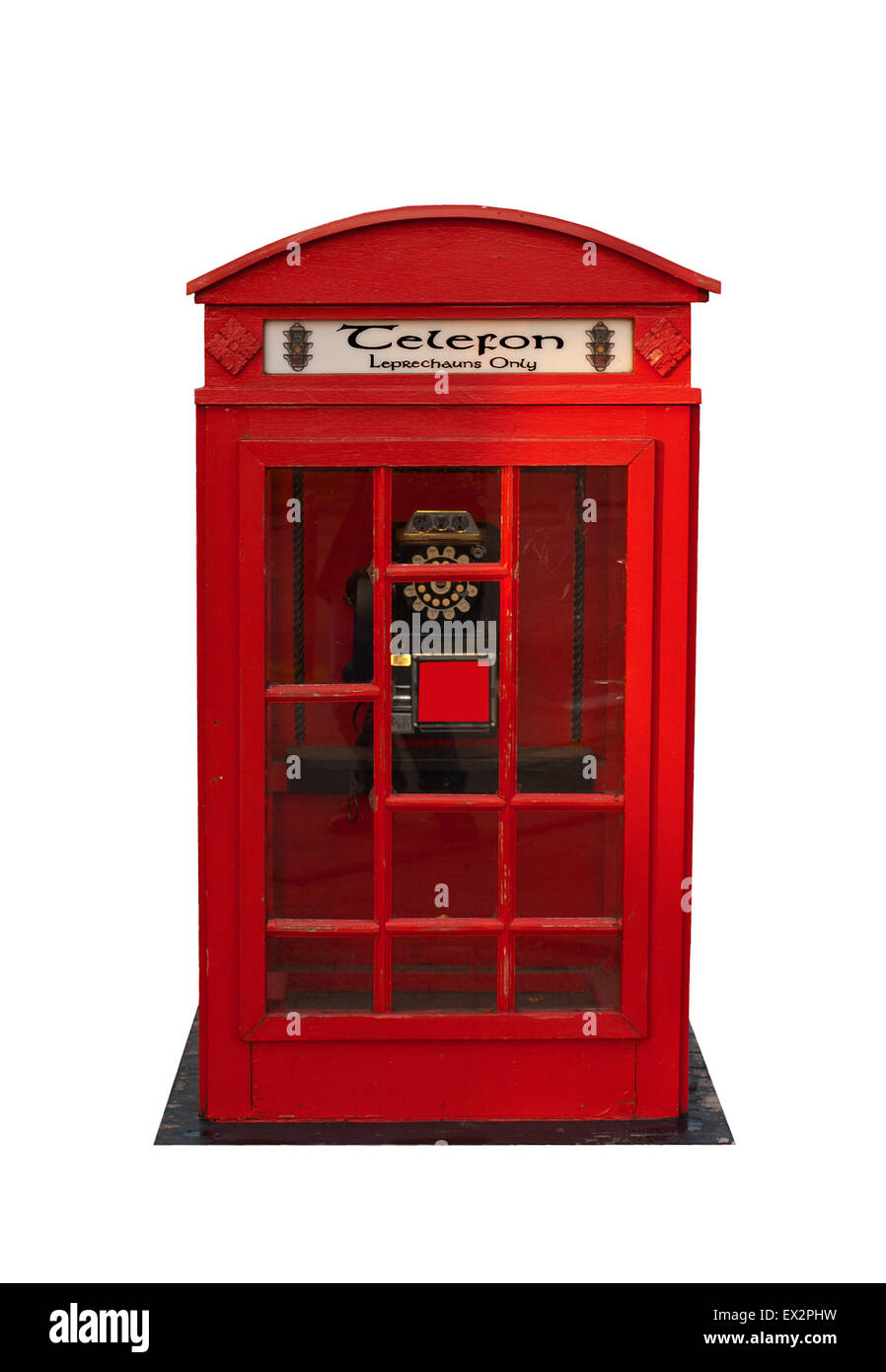 Kobold-Telefonzelle auf weißem Hintergrund Stockfoto