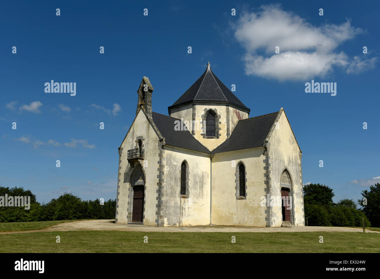 Kapelle unserer lieben Frau vom Berge Karmel, Mont-Bel-Air, Trebry, Bretagne, Frankreich Stockfoto