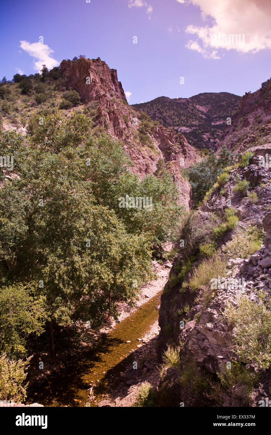 Eingang zum Wildwasser-Canyon und The Catwalk, eine beliebte National Recreation Trail, die den Weg einer Pipeline 1890er Jahren folgt. Stockfoto