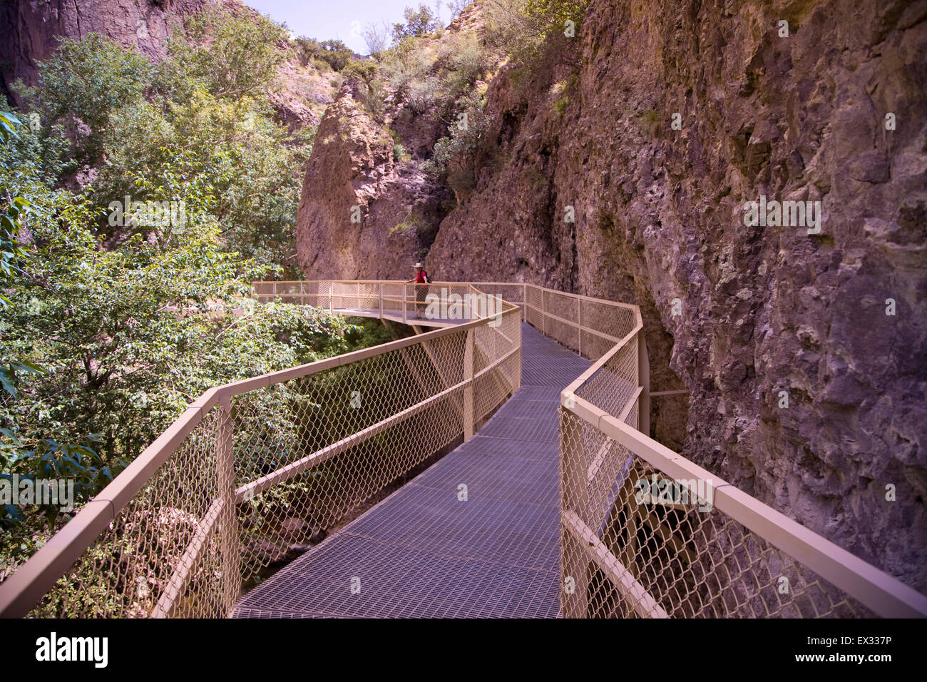 Der Laufsteg ist eine beliebte National Recreation Trail in den Gila National Forest, das ist ein einmaliges Erlebnis, zu Fuß über Wasser. Stockfoto