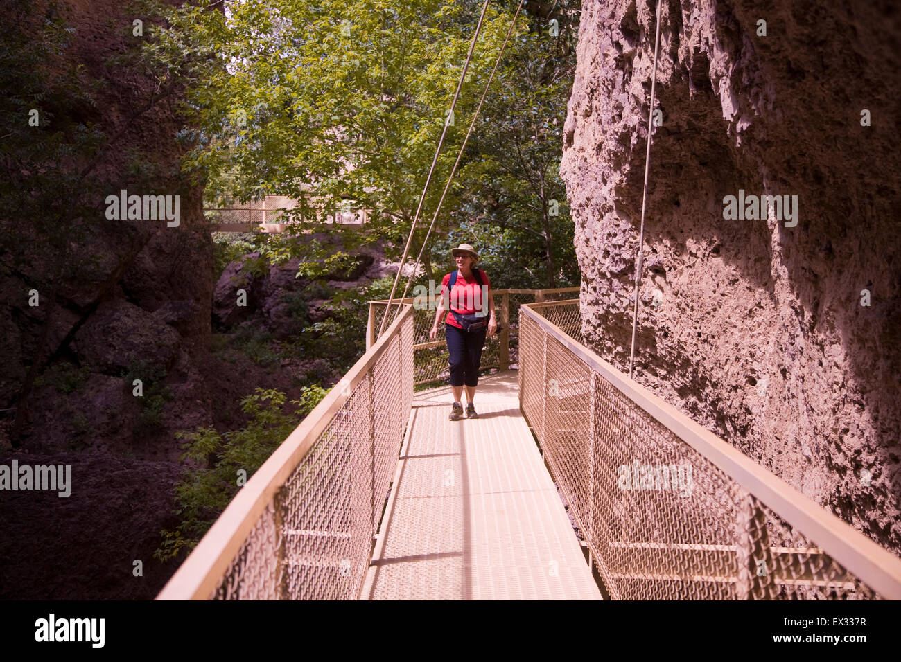 Der Laufsteg ist eine beliebte National Recreation Trail in den Gila National Forest, das ist ein einmaliges Erlebnis, zu Fuß über Wasser. Stockfoto