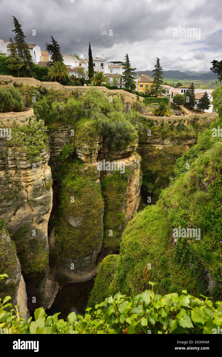 Die hängenden Gärten von Cuenca über El Tajo Schlucht und Guadalevin Fluss Ronda Spain Stockfoto