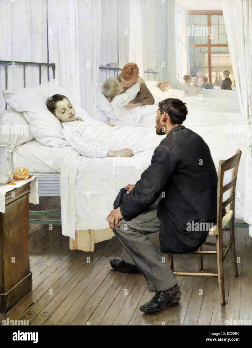 Jean Geoffroy, besuchen Tag an das Krankenhaus 1889 Öl auf Leinwand. Musée d ' Orsay, Paris, Frankreich. Stockfoto