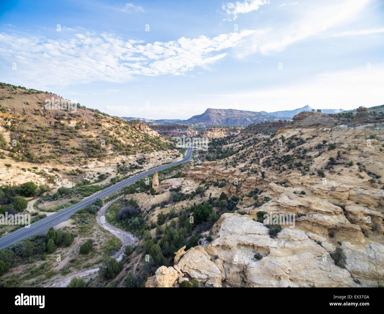 Luftaufnahme von Bergen am Grand Mesa Scenic Byway in der Nähe von Grand Junction, Colorado. Stockfoto