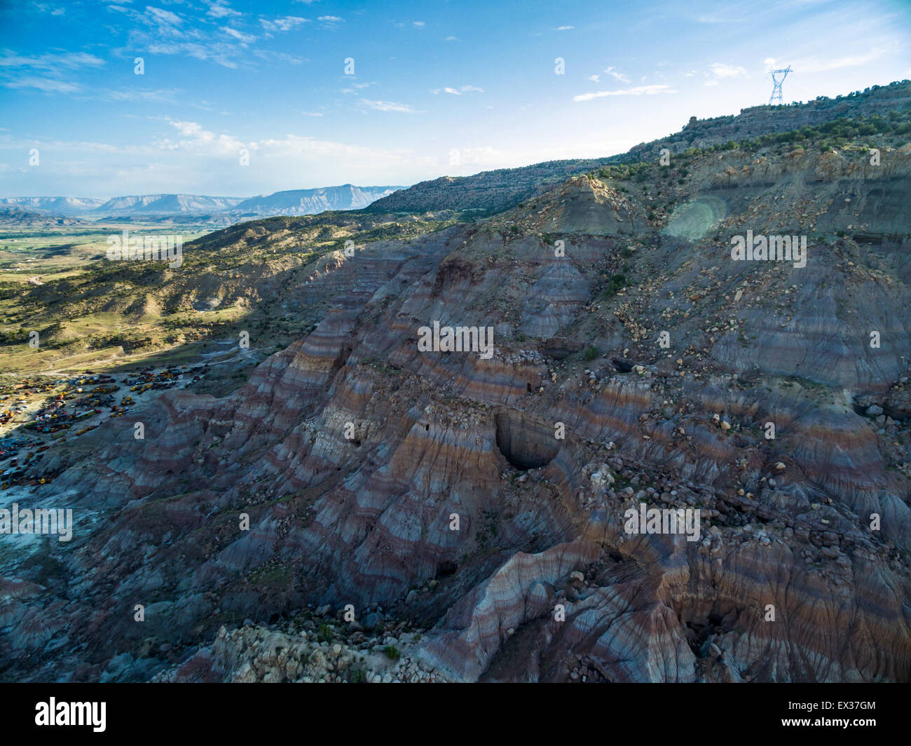Luftaufnahme von Bergen am Grand Mesa Scenic Byway in der Nähe von Grand Junction, Colorado. Stockfoto