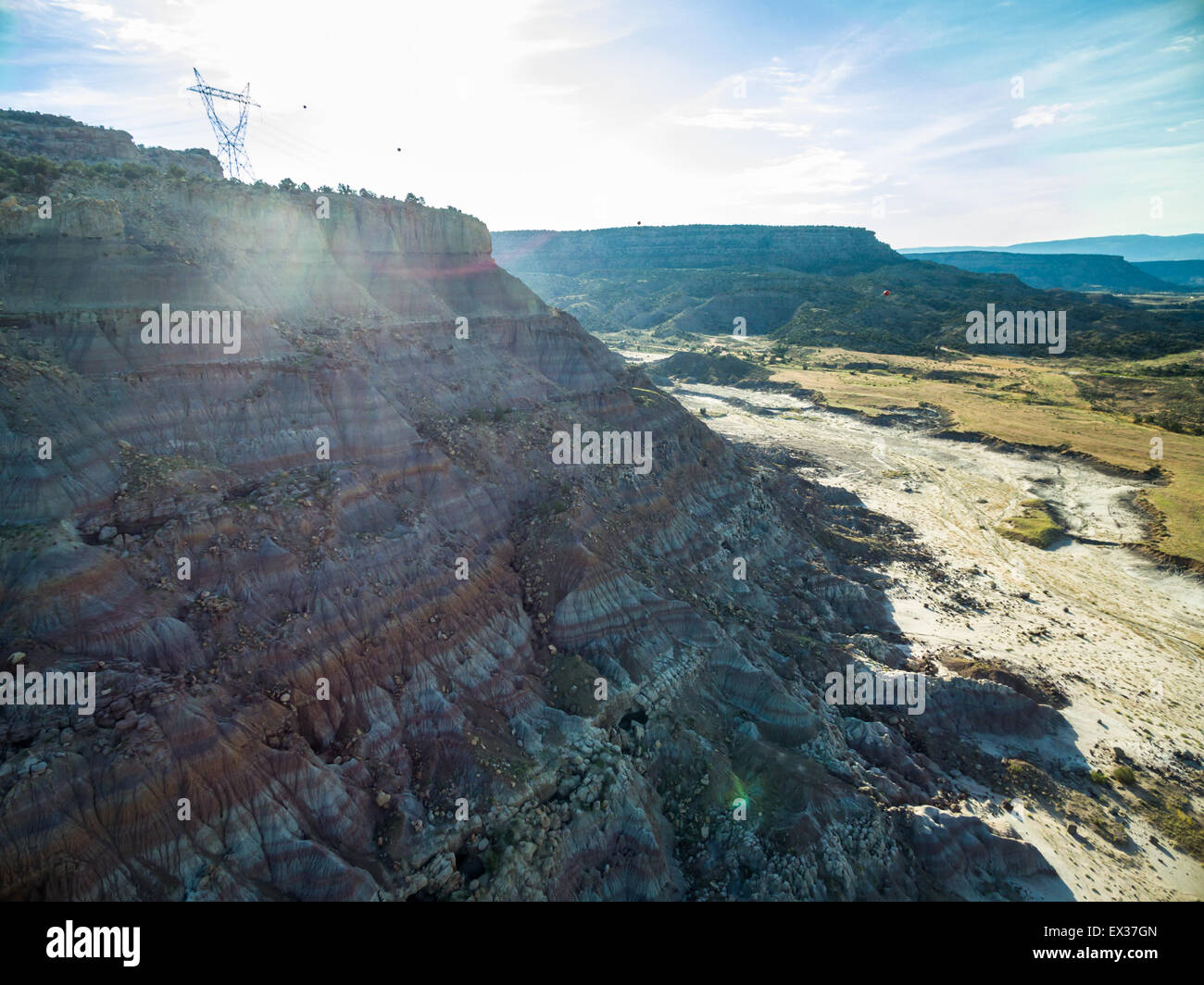 Luftaufnahme von Bergen am Grand Mesa Scenic Byway in der Nähe von Grand Junction, Colorado. Stockfoto