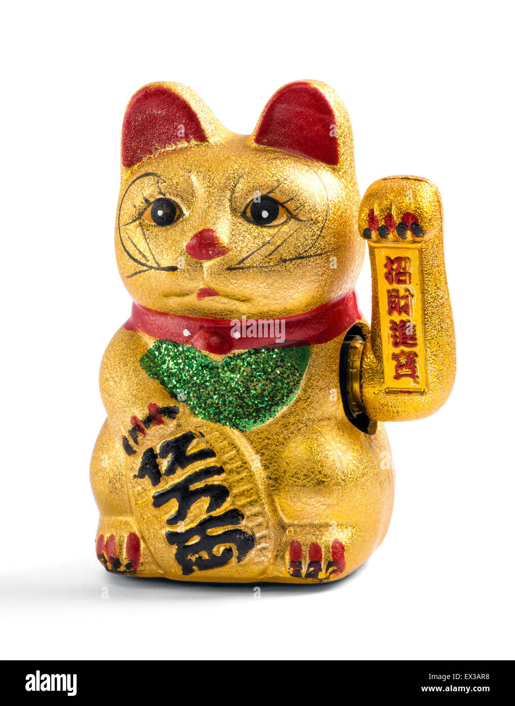 Vergoldete chinesische, asiatische oder Feng Shui Glücksbringer Katze Stockfoto