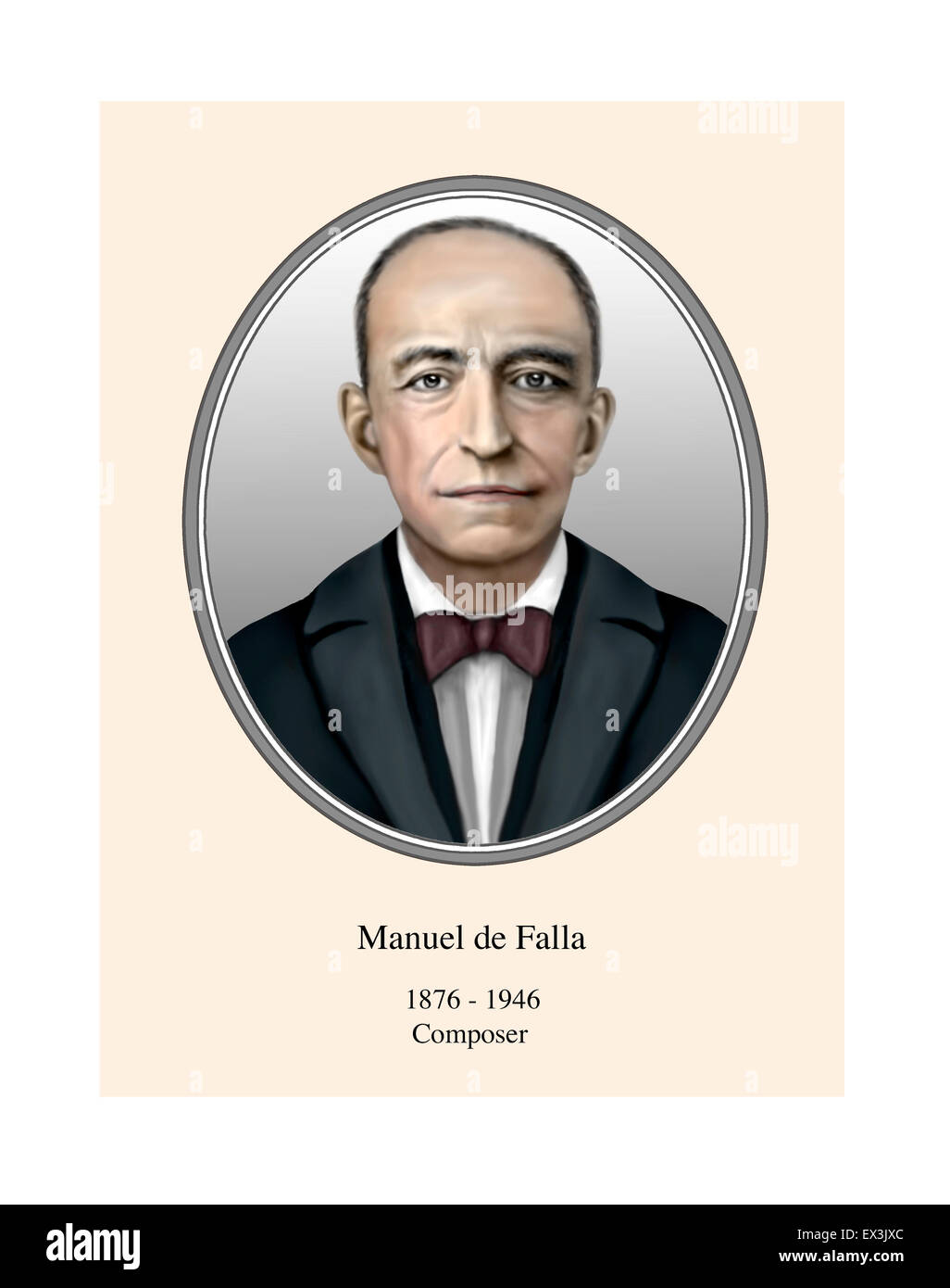 Manuel de Falla Porträt moderner Illustration Stockfoto