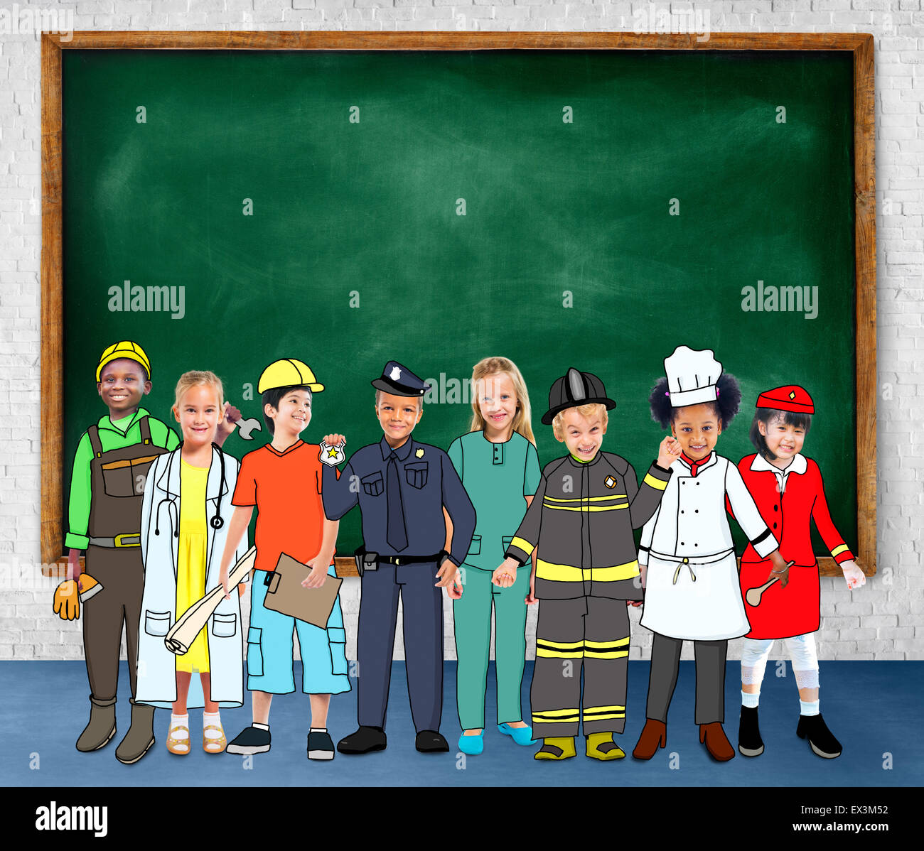 Kinder träumen Jobs Diversity-Berufe-Konzept Stockfoto