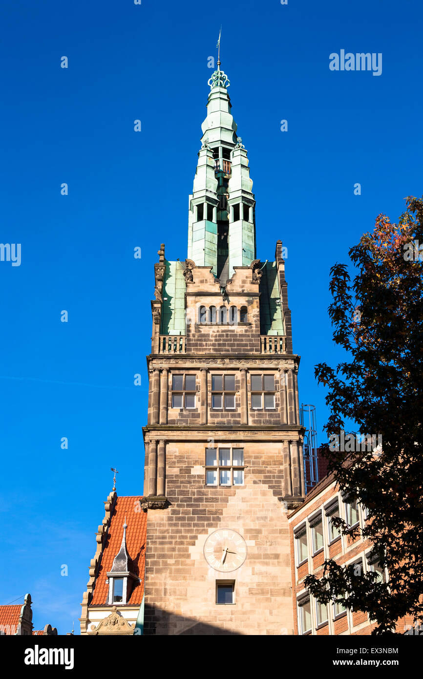 DEU, Deutschland, Nordrhein-Westfalen, Münster, Stadthaus Turm auf dem Vordach-Markt.  DEU, Deutschland, Nordrhein-Westfa Stockfoto