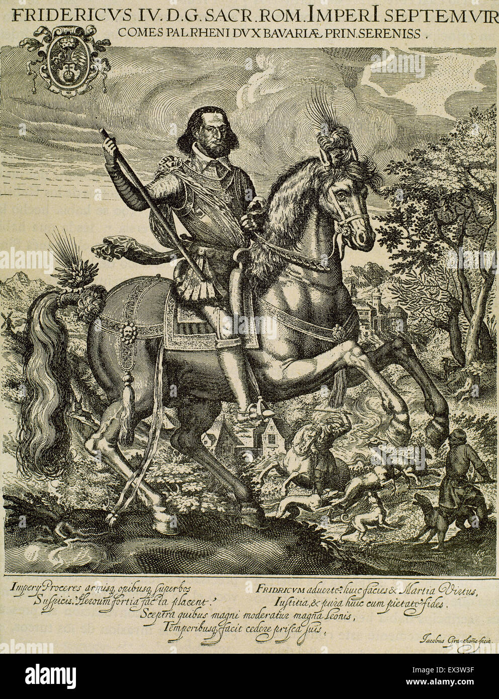 Friedrich IV. (1574-1610). Pfalz des Rheins. Kupferstich von Jacques Grandhomme. Stockfoto