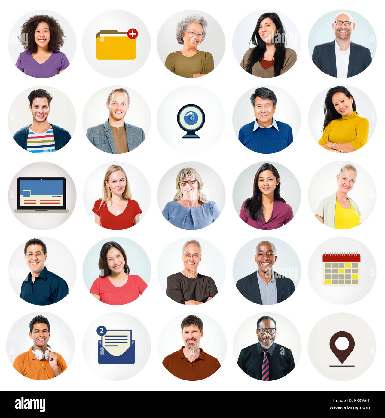 Diverse Multi-ethnischen Menschen Technologie Medienkonzept Stockfoto