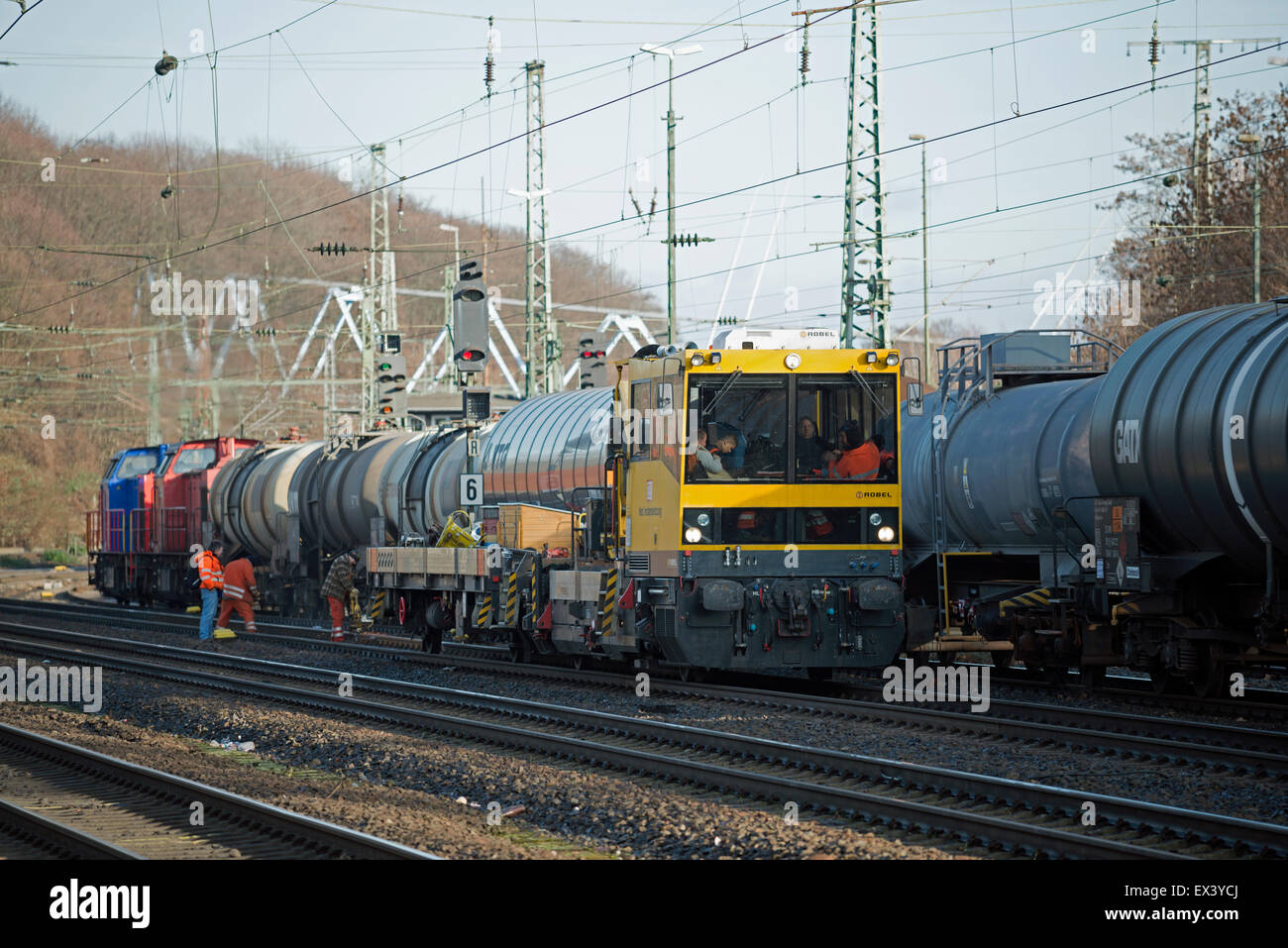 Rail Track Wartungsarbeiten, Köln. Stockfoto