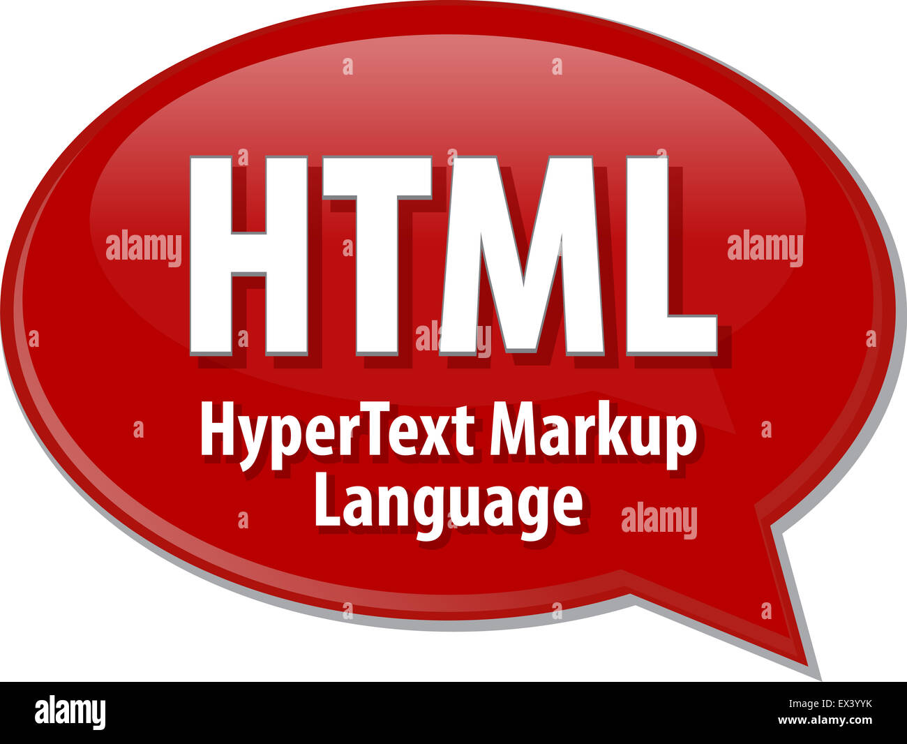 Rede-Blase Darstellung der Informationen Technologie Abkürzung Abkürzung Begriffsdefinition HTML Hypertext Markup Language Stockfoto