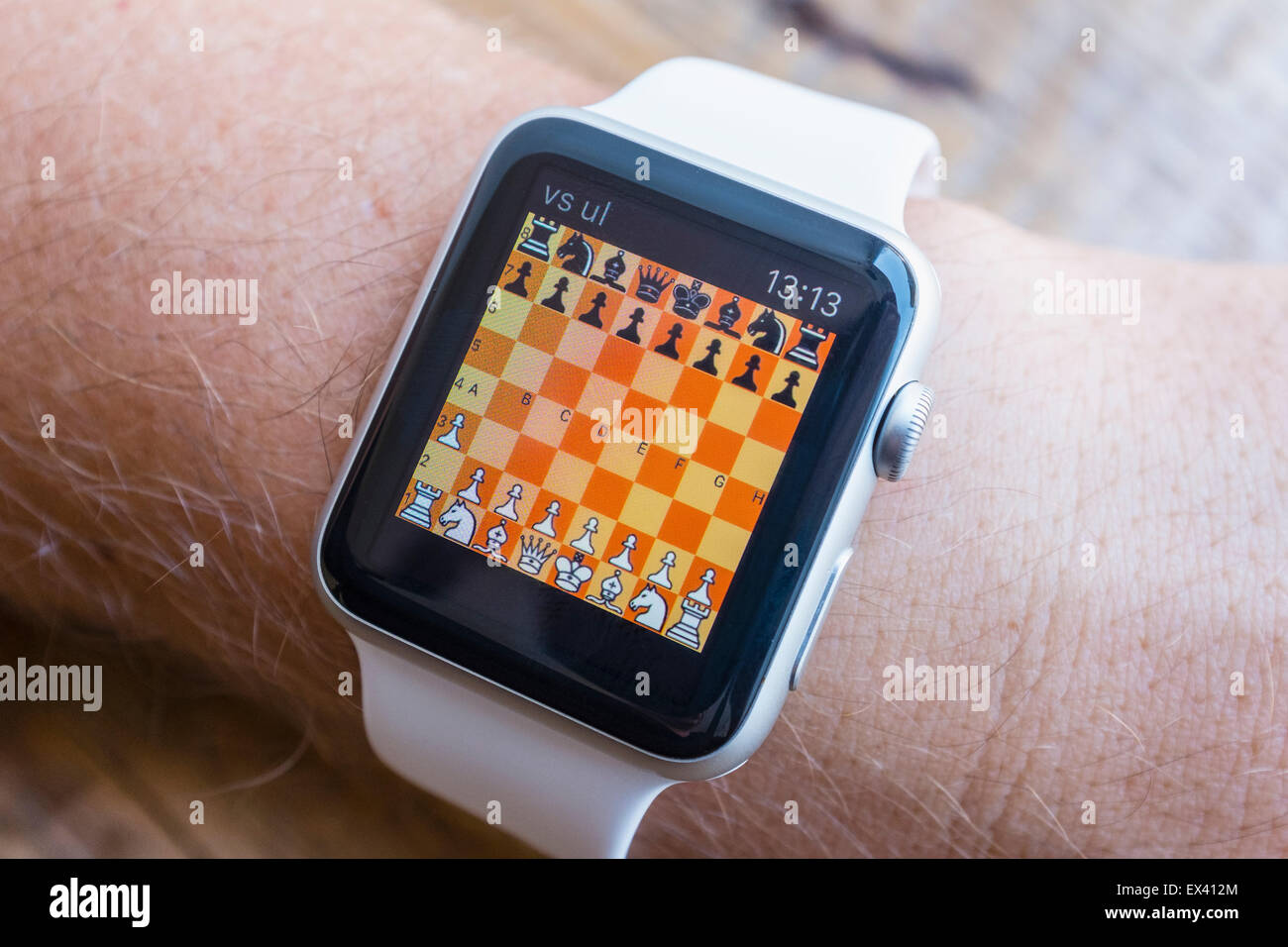 Schach-Spiel auf einem Apple Watch Stockfoto