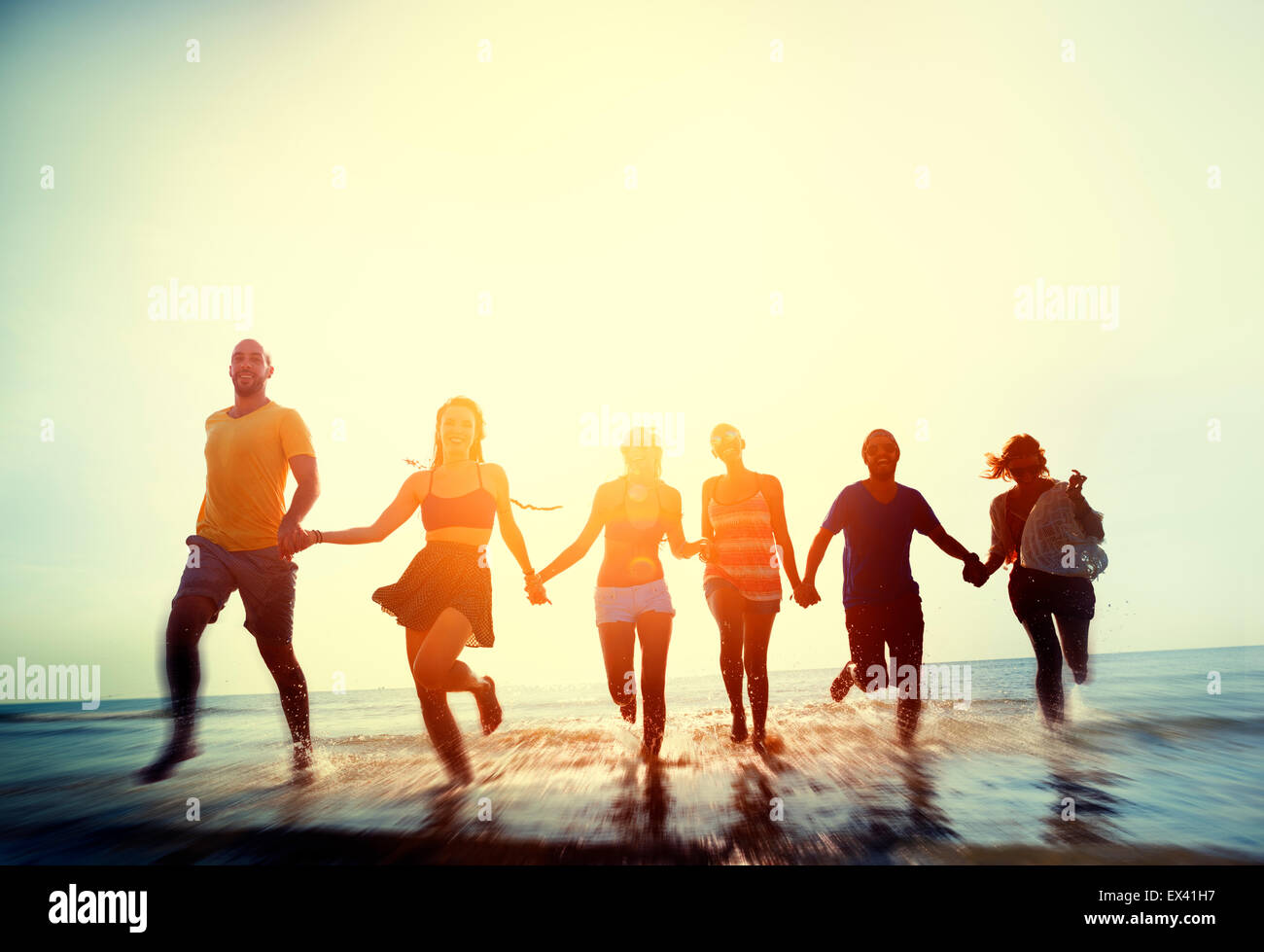 Freundschaft Freedom Beach Sommerurlaub Konzept Stockfoto