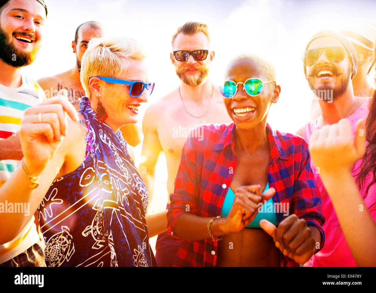 Freunde Sommer Beach Party Festival-Konzept Stockfoto