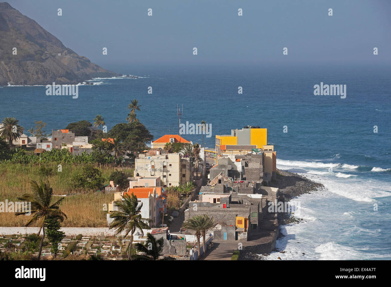 Das Dorf Ribeira Grande an der Küste der Insel Santo Antão, Kap Verde / Cabo Verde, Westafrika Stockfoto