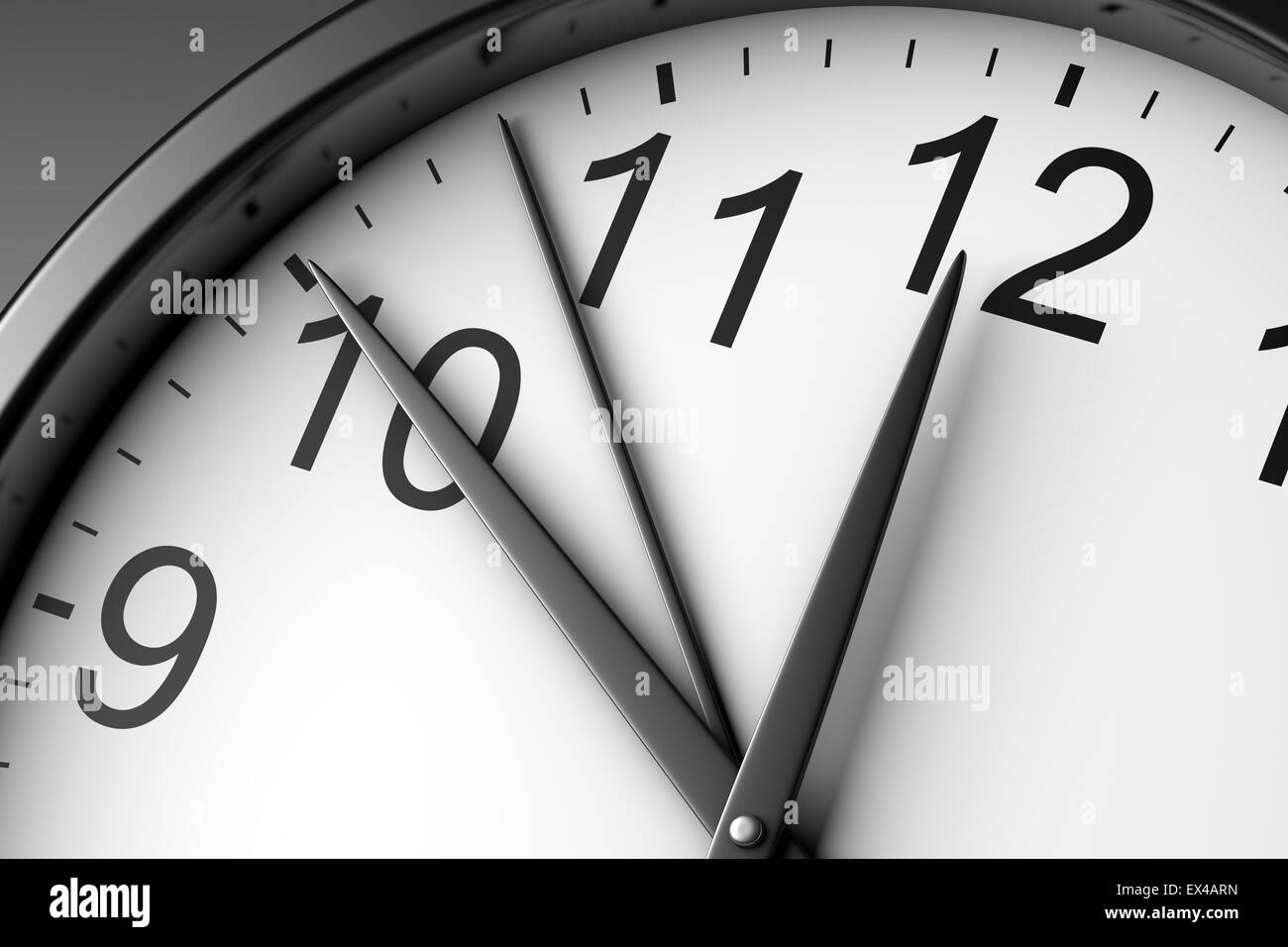 Black And White Uhr schließen, 3D Illustration Stockfoto